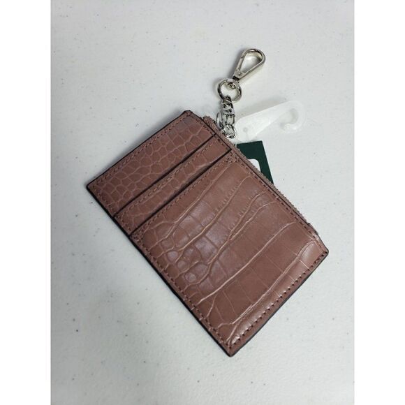 Women's Croc Embossed Mini Wallet Coin Pouch Brown NWT - Picture 4 of 4